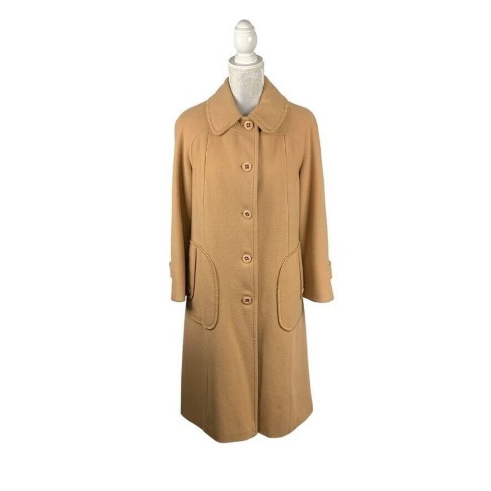 Vintage Forecaster Long Wool Blend Coat Peter Pan Collar Buttons Union Made 9/10